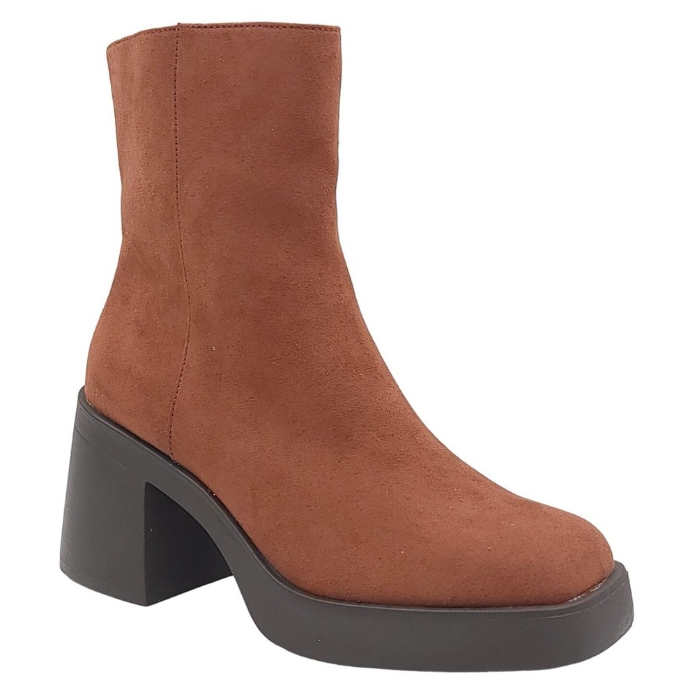 Sun +‎ Stone Brown Heeled Ankle Boots